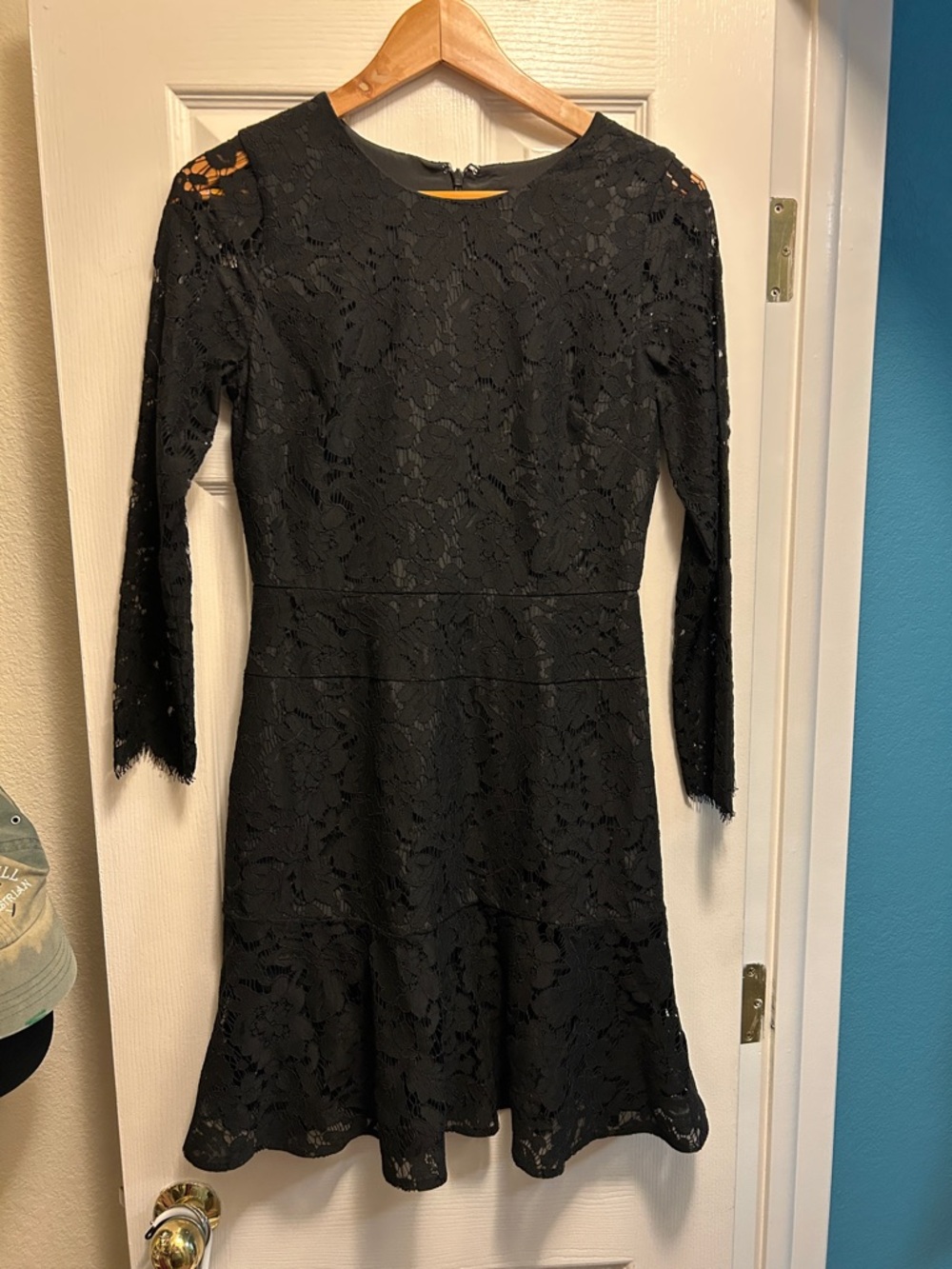J. Crew Black Lace Long-Sleeve Fit & Flare Dress